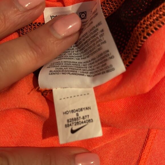 Nike Dri-Fit Long Sleeve Tangerine Orange Black Mesh Workout Shirt Sz S - Picture 5 of 8